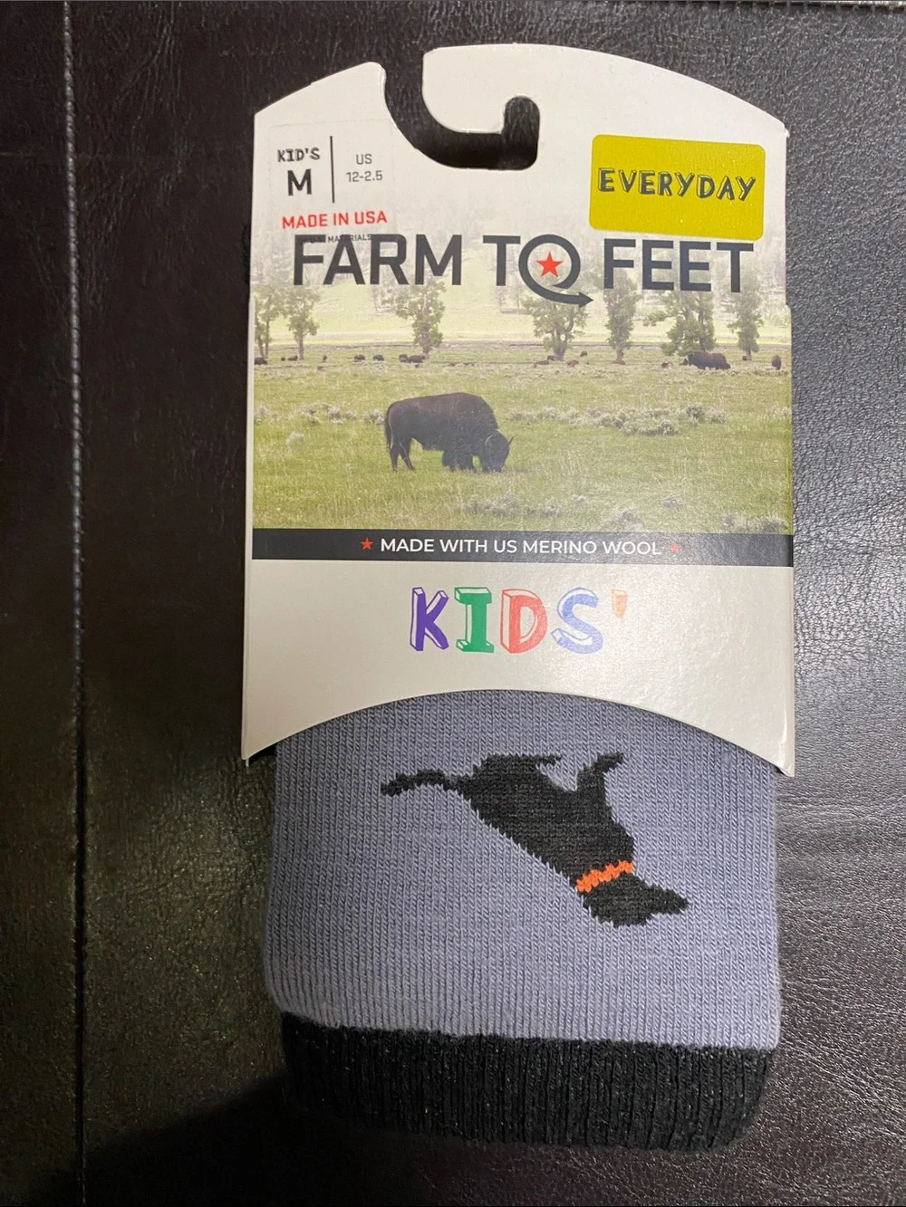 Kids' Gray Dog Pattern Merino Wool Socks - Everyday